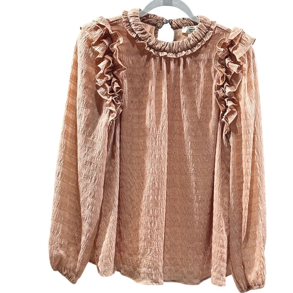 ENTRO Boutique Brand Ruffled Blouse/Top EUC Size M